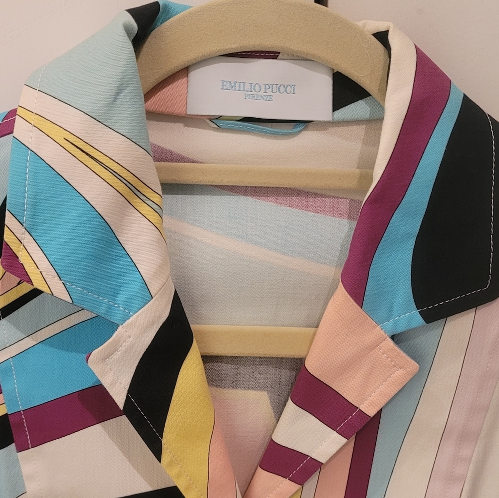 Vintage Emilio Pucci Printed Cotton Jacket Women's 6 - Picture 2 of 10